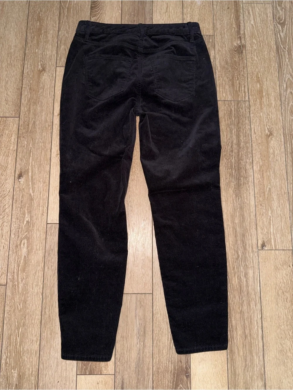 UEC TALBOTS BLACK CORDUROY SLIM ANKLE STRETCH PANTS SZ 4P PERFECT
